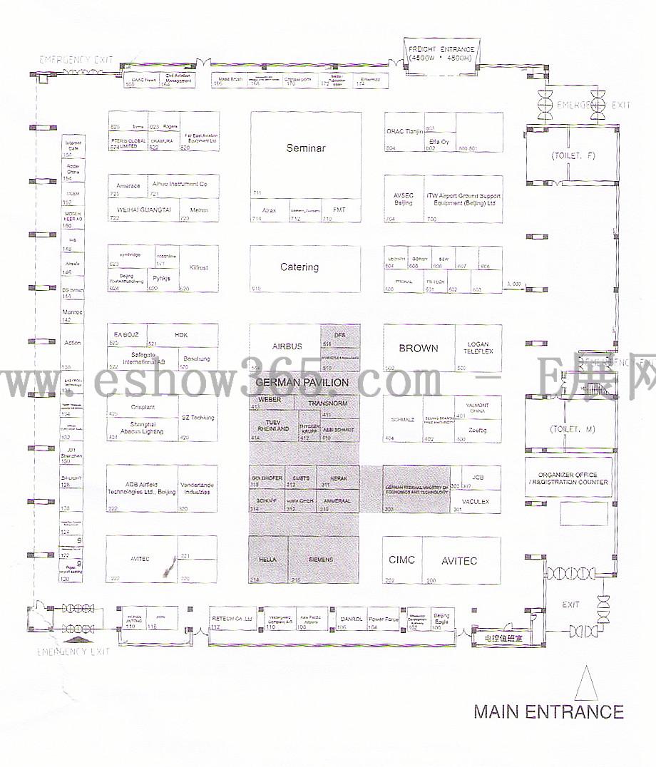 2012中国（北京）国际机场技术设备和服务展览会的平面图