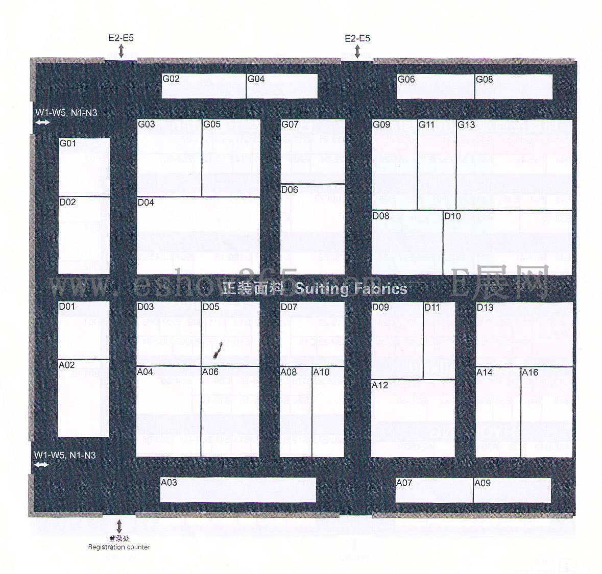 2012中国国际纺织面料及辅料（秋冬）博览会的平面图
