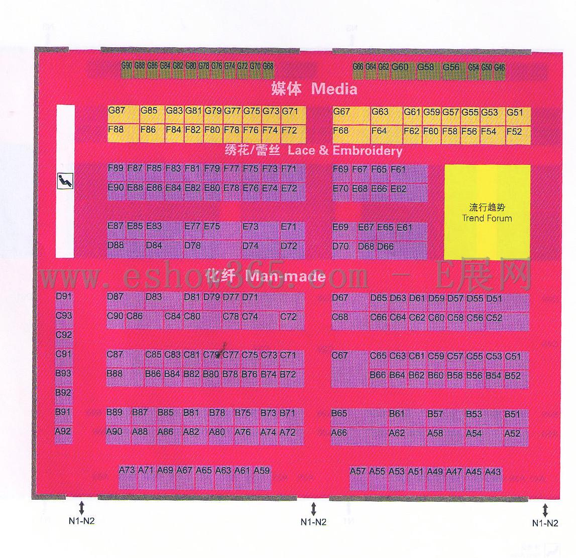 2012中国国际纺织面料及辅料（秋冬）博览会的平面图