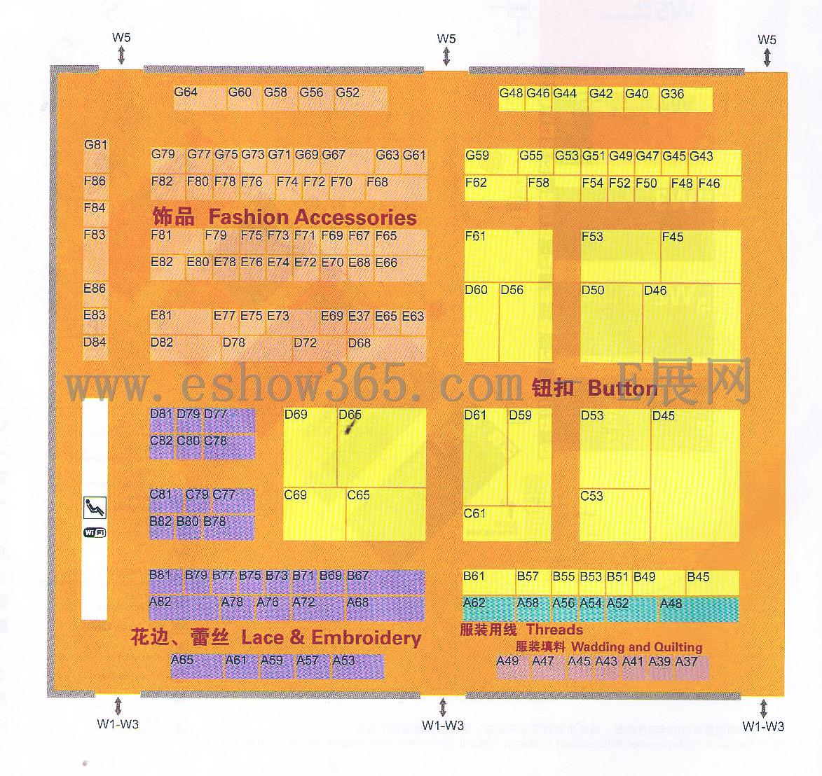 2012中国国际纺织面料及辅料（秋冬）博览会的平面图