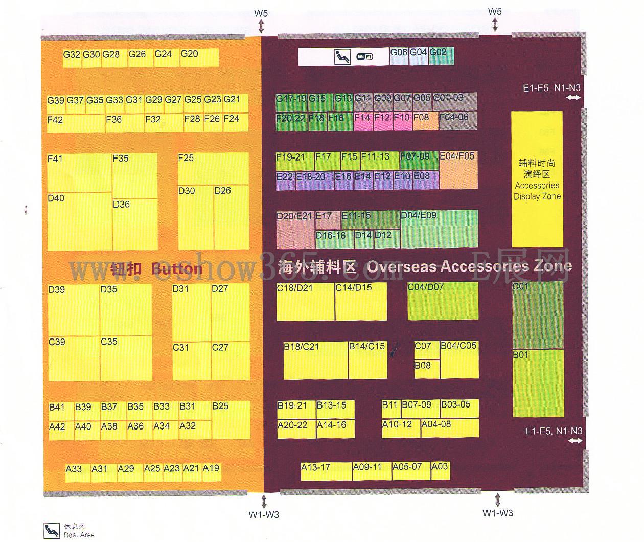 2012中国国际纺织面料及辅料（秋冬）博览会的平面图