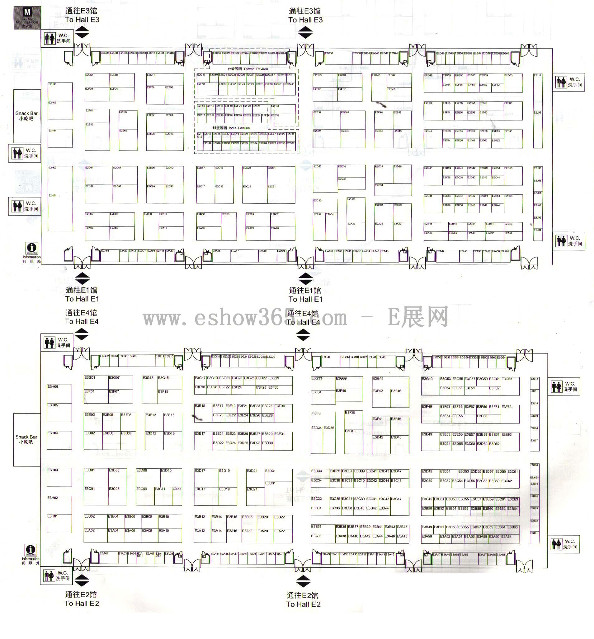 2012上海国际汽车零配件、维修检测诊断设备及服务用品展览会的平面图