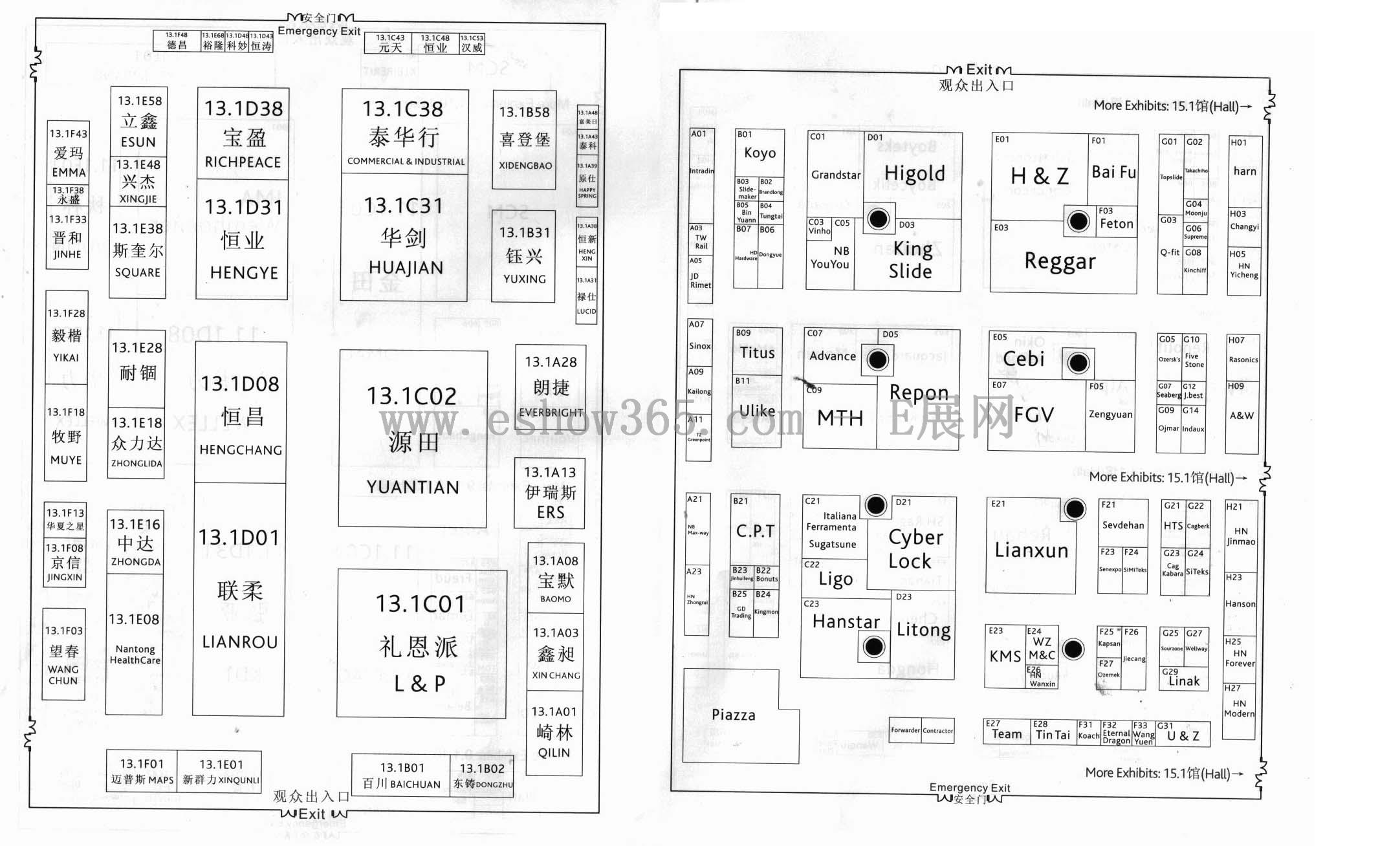 2013中国广州国际木工机械、家具配料展览会的平面图