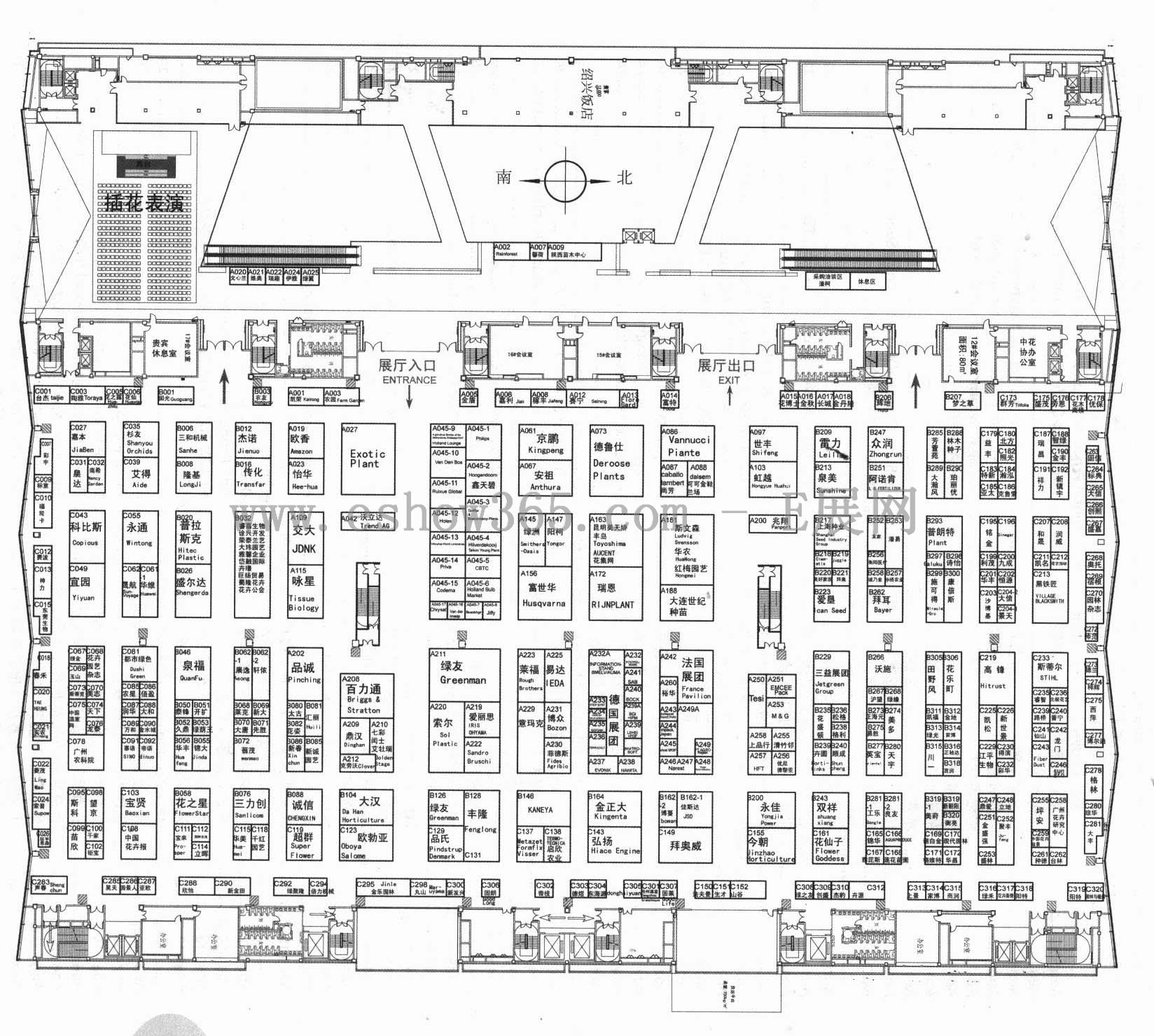 2013第十五届中国国际花卉园艺展览会的平面图